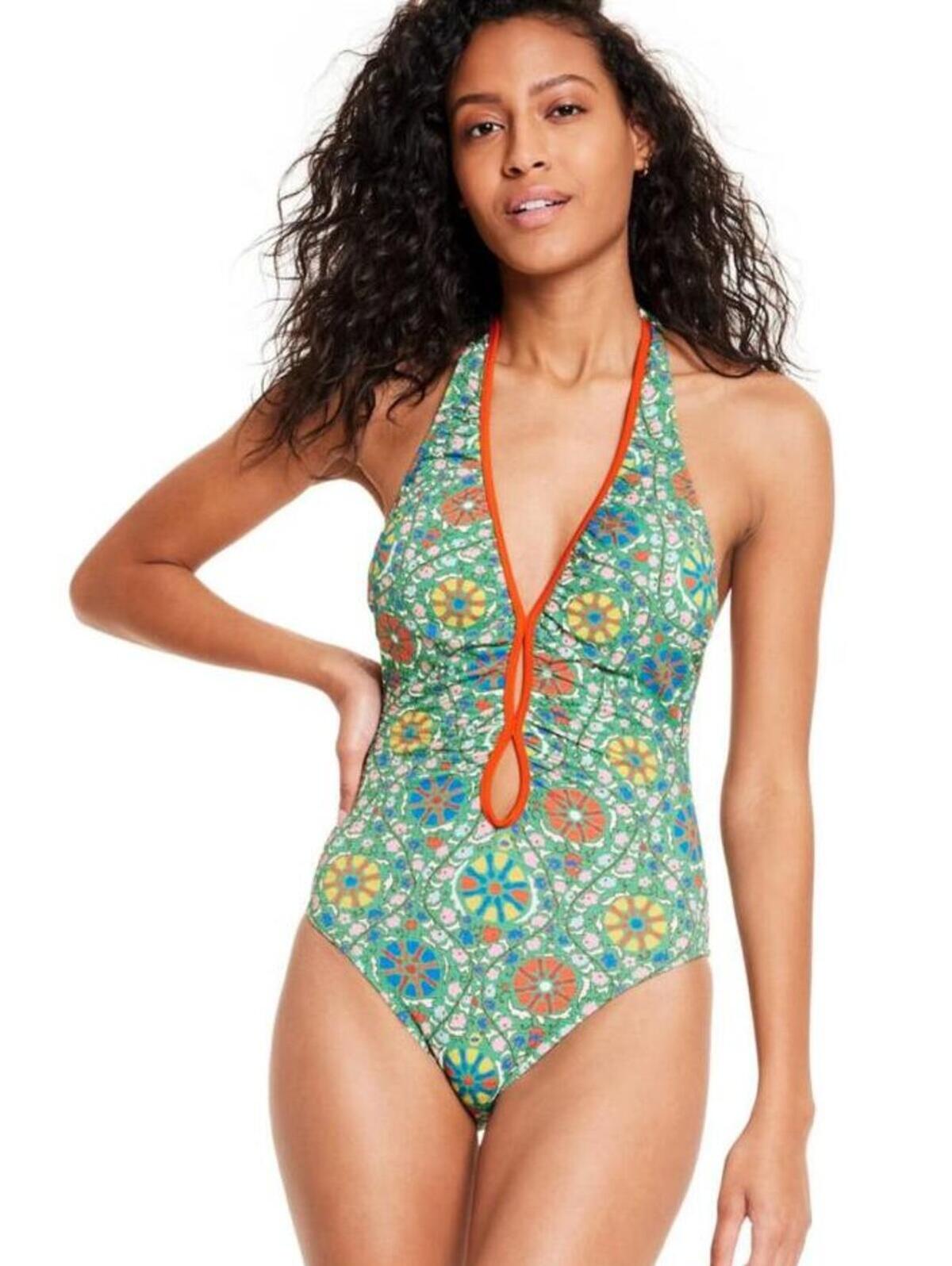 Rhode X Target Zinnia One Piece Swimsuit Green Floral Xxl Nwt High Leg Cheeky